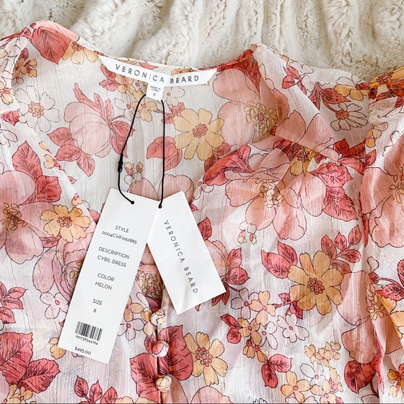Nwt Veronica Beard Floral Creampink 